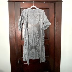 NWOT Light Gray Lace Duster / Boho / Bohemian